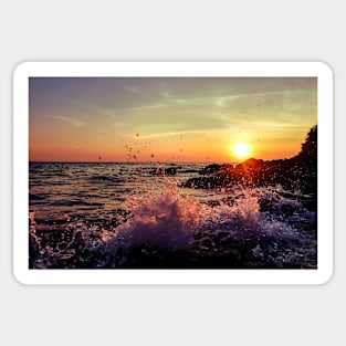 Sunset and splashing water Sticker